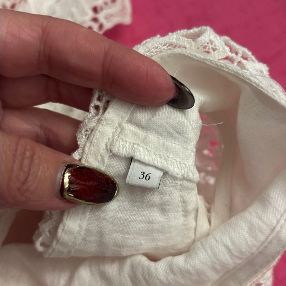 Sandro Elegant White detail Lace Mini Dress, S - Picture 10 of 11